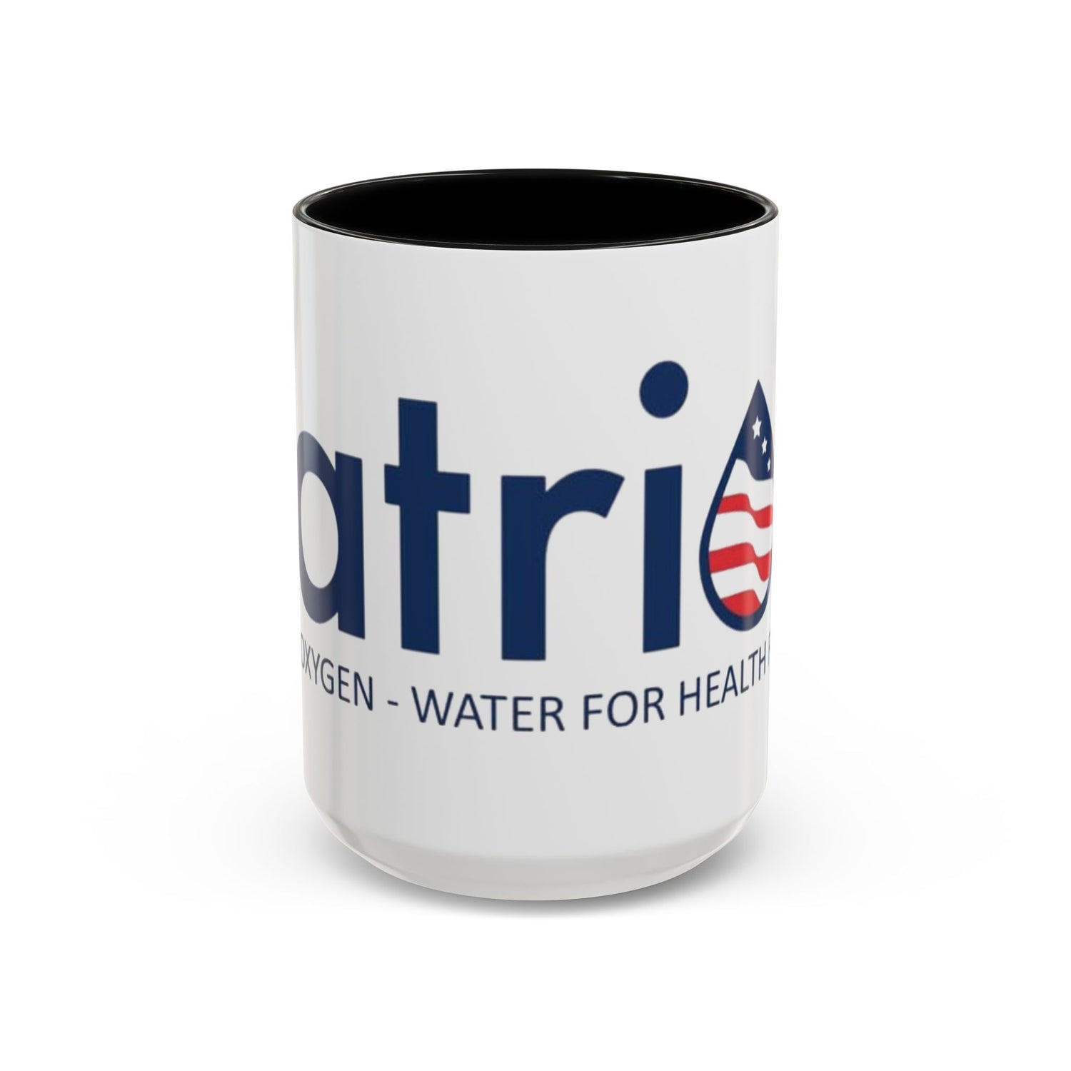 Patriotox Accent Coffee Mug — American Flag Drop Logo, 'Water for Health Freedom'