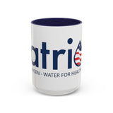 Patriotox Accent Coffee Mug — American Flag Drop Logo, 'Water for Health Freedom'