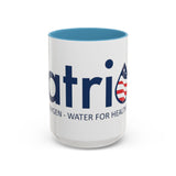 Patriotox Accent Coffee Mug — American Flag Drop Logo, 'Water for Health Freedom'