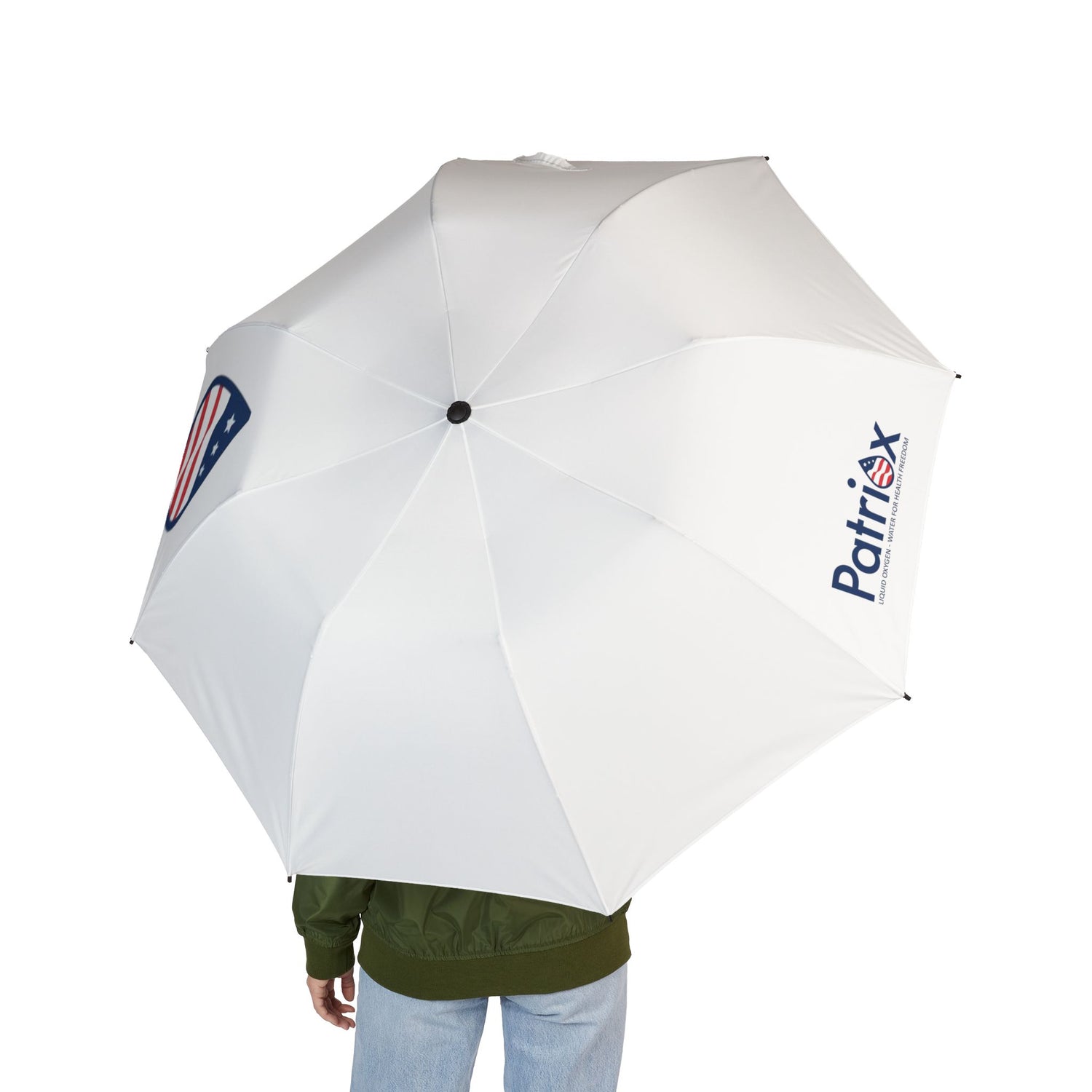 Patriox Foldable Umbrella — Compact Semi-Automatic Rain Shield with USA Flag Logo