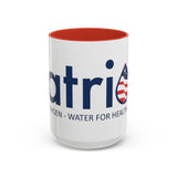 Patriotox Accent Coffee Mug — American Flag Drop Logo, 'Water for Health Freedom'