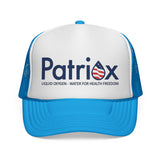 Patriax Trucker Hat — Patriotic Logo Mesh Cap ("Liquid Oxygen — Water for Health Freedom")